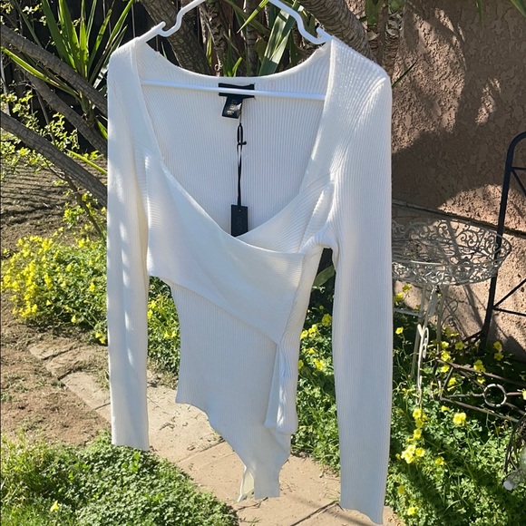 House of Harlow 1960 Tops - House of Harlow 1960 White Ribbed Women's Top bodysuit